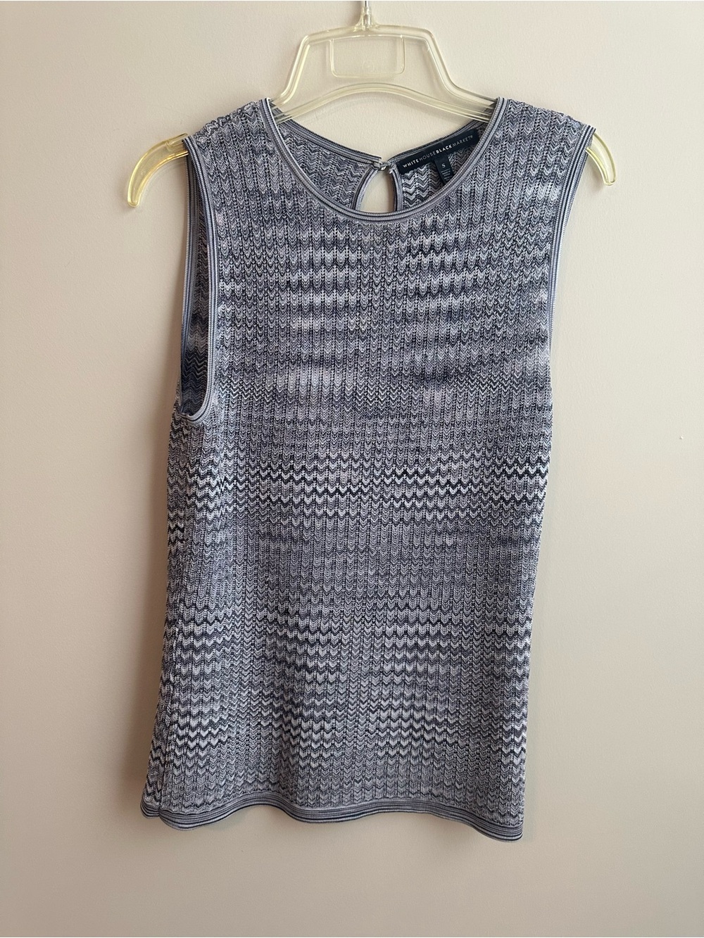 White House Black Market Sleeveless Knit Top - Grey Pattern